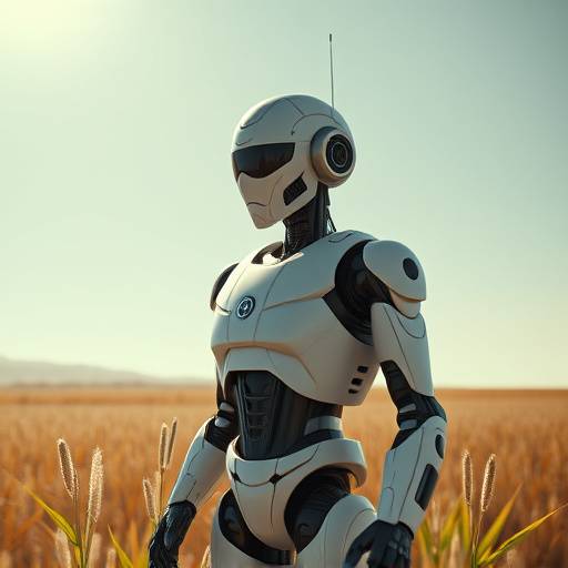A robotic host in Westworld standing in a field.