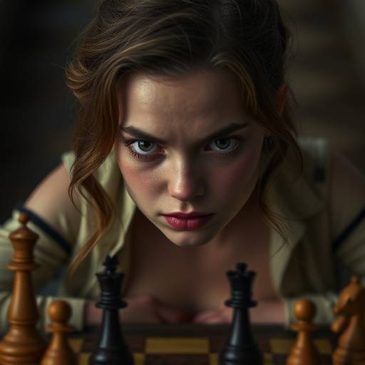 Anya Taylor-Joy as Beth Harmon staring intently at a chessboard.