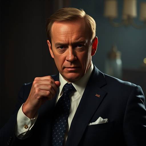 Frank Underwood standing powerfully in House of Cards.