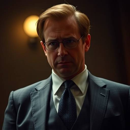 Jimmy McGill (Saul Goodman) in a suit, looking schemingly in Better Call Saul.