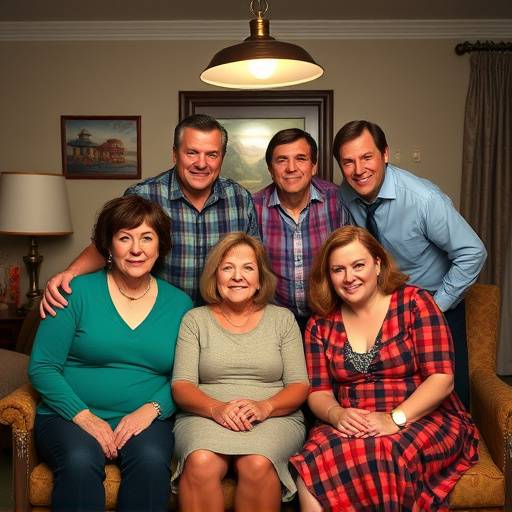 The Bluth family from Arrested Development awkwardly posing.